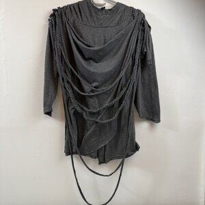 Aowofs Cyberpunk Style Hooded Braided Strings Women's Blouse Shirt XL Dark Gray